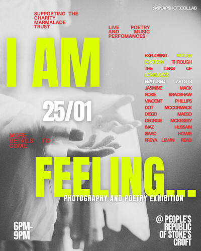 I Am Feeling... Photography + Poetry Exhibition at PRSC