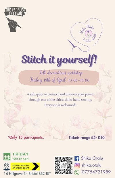 Stitch it yourself Felt decorations workshop at PRSC