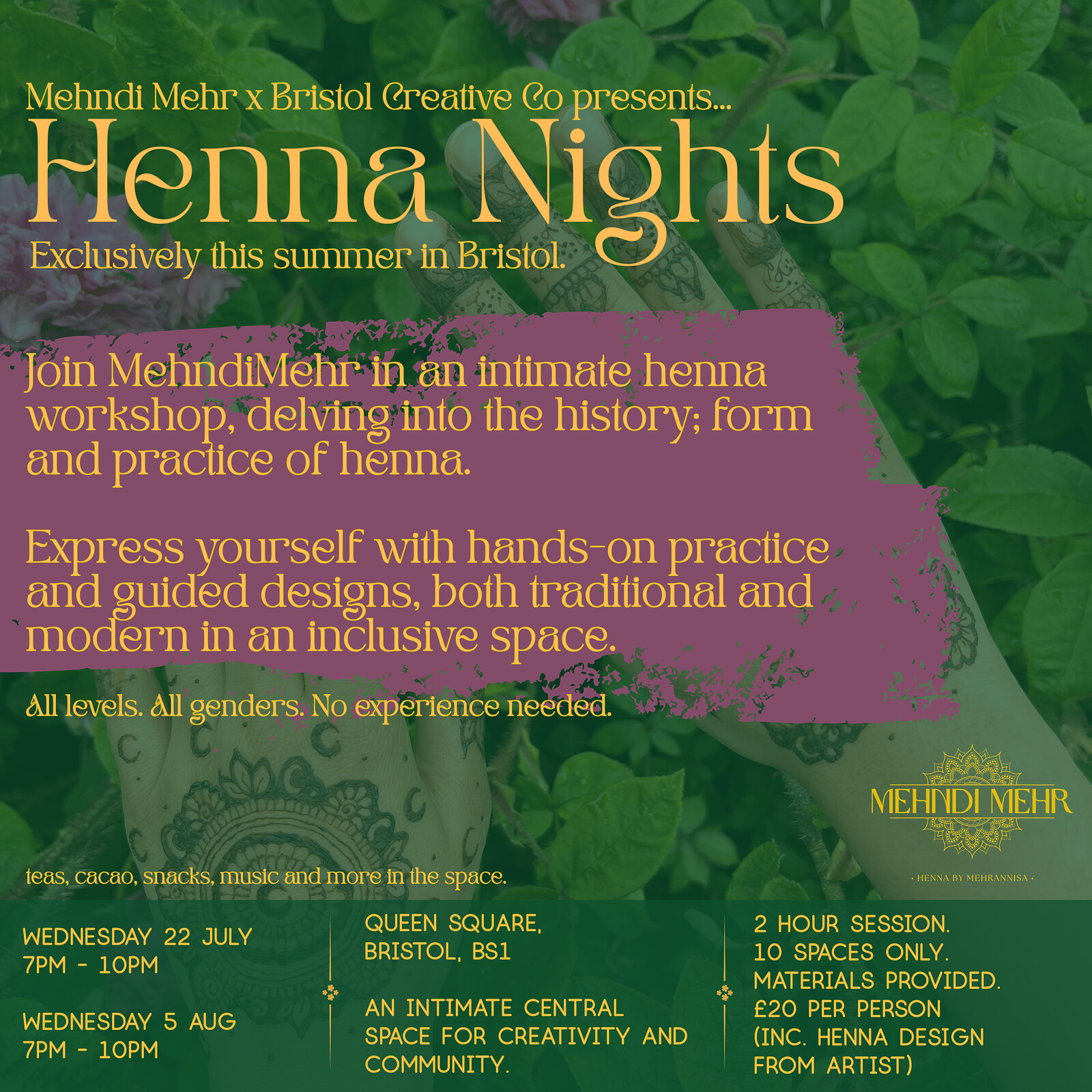 Henna Nights - MehndiMehr x Bristol Creative Co at Queen Square