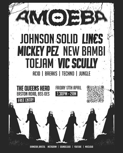 Amoeba Presents: Johnson Solid, LN€S, Mickey Pez, New Bambi, Toejam & Vic at Queens Head Easton