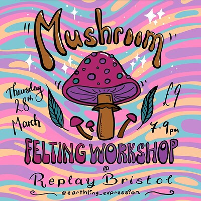 Mushroom Needle Felting Workshop at Replay Board Game Bar