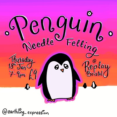Penguin Needle Felting Workshop at Replay Bristol Board Game Bar