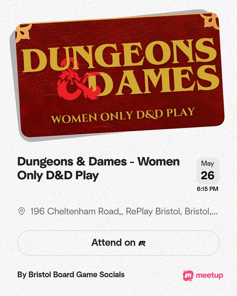 Dungeon and Dames Women only DND at Replay Bristol