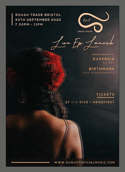 AUGUST EP Launch :430 BC w/ Eusebeia + Birthmark at Rough Trade Bristol