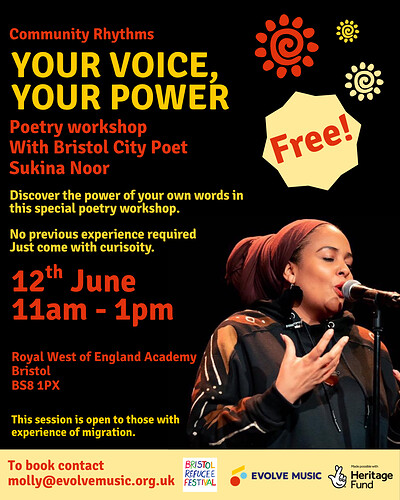 Your Voice, Your Power - Poetry Workshop with Sukina Noor at Royal West of England Academy