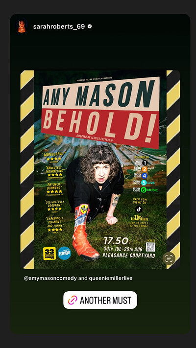 Early show - Amy Mason: Behold Ed Fringe preview at Sidney & Eden