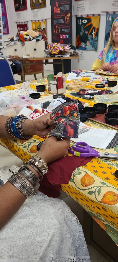 Collaging with Scrap Fabrics at the Slow Fashion Studio at Slow Fashion Studio @ Sparks Bristol