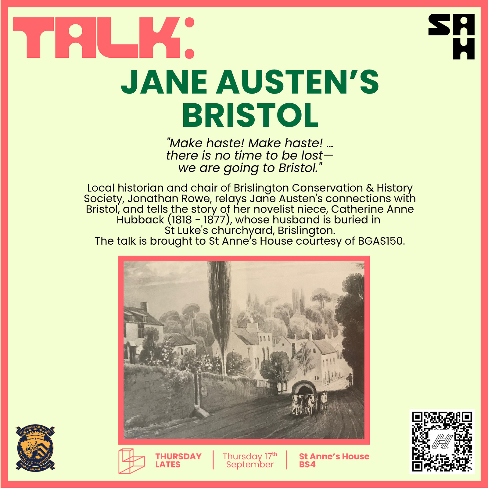 Talk: Jane Austen's Bristol at St Anne's House (BS4)