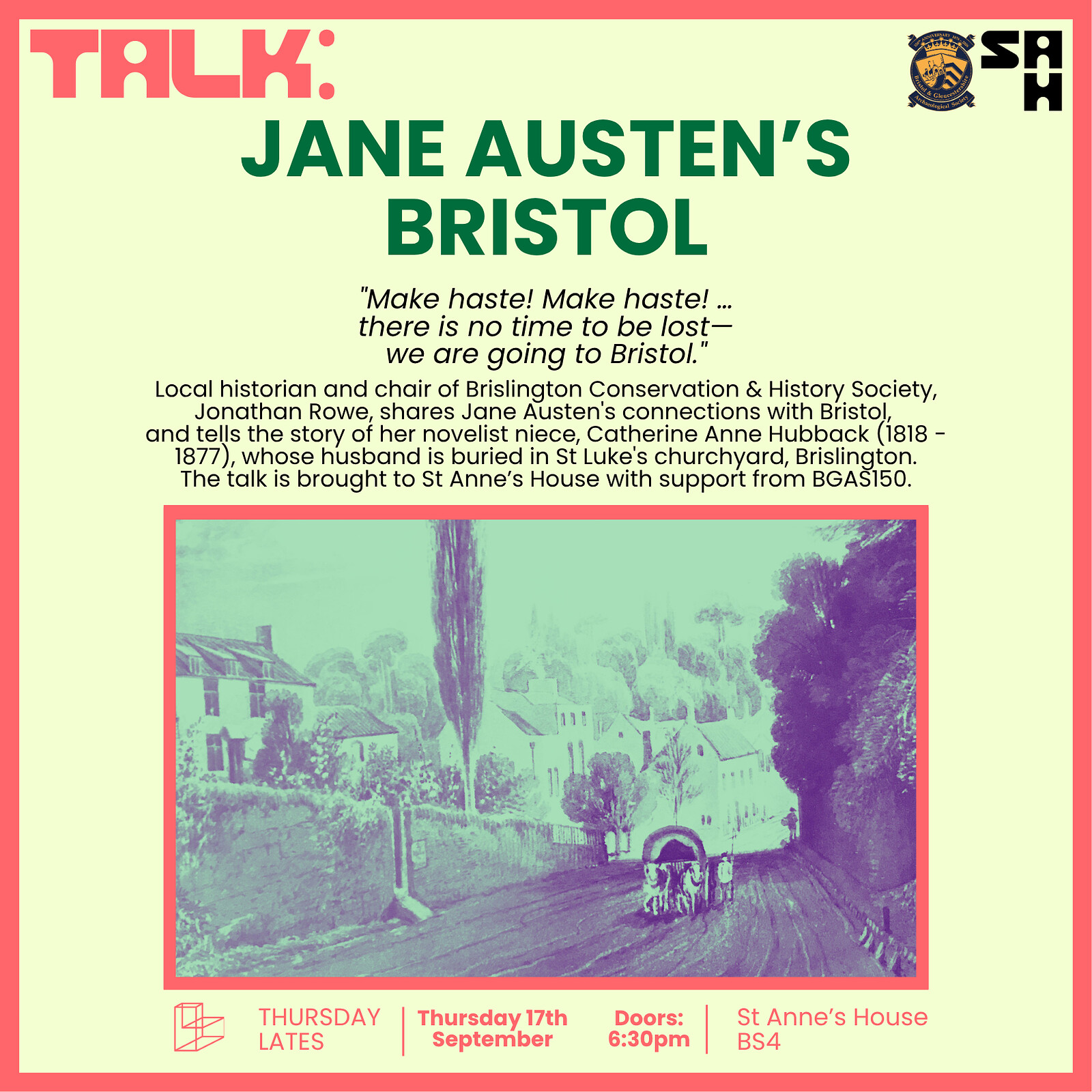 Talk: Jane Austen's Bristol at St Anne's House (BS4)
