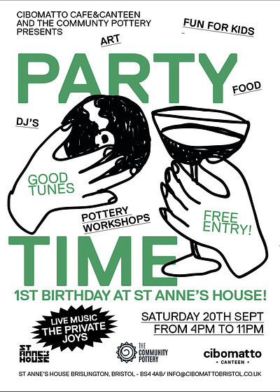 PARTY TIME AT ST ANNE'S HOUSE BY CIBOMATTO AND THE COMMUNITY POTTERY at St Anne's House