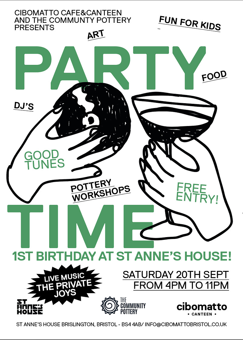 PARTY TIME AT ST ANNE'S HOUSE BY CIBOMATTO AND THE COMMUNITY POTTERY at St Anne's House