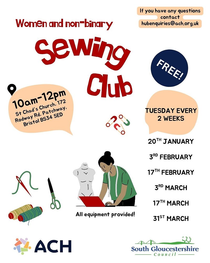 Sewing Club for Resettling Communities at St Chad's Church,172 Rodway Rd, Patchway,  Bristol BS34 5ED