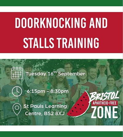 Bristol Apartheid Free Zone Doorknocking/Stalls Training at St Paul's Learning Centre