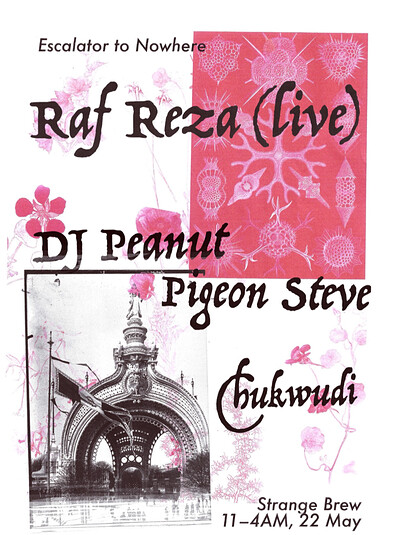 Escalator To Nowhere: Raf Reza , DJ Peanut & Pigeon Steve, Chukwudi at Strange Brew