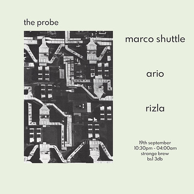The Probe w/ Marco Shuttle, Ario, Rizla at Strange Brew