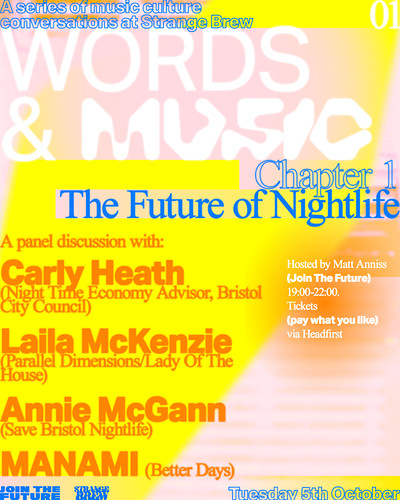 Words & Music: THE FUTURE OF NIGHTLIFE talk at Strange Brew