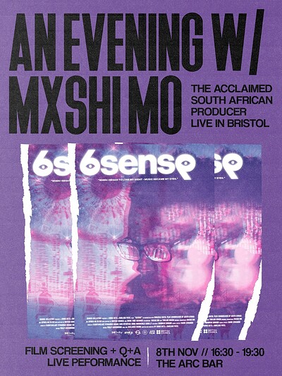 An evening with Mxshi Mo: 6Sense screening, Q&A and performance at The Arc Bristol