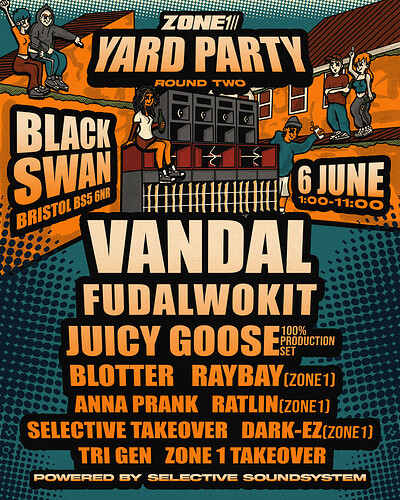 ZONE 1 - YARD PARTY w/SELECTIVE SOUNDSYSTEM - BLACK SWAN at The Black Swan