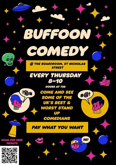 Buffoon Comedy at The Boardroom, St Nicholas Street
