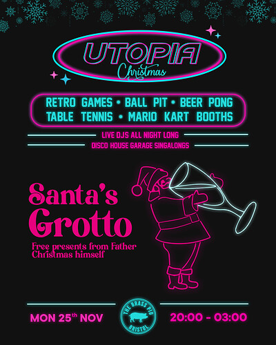 Utopia Mondays: Santa's Grotto | 25th November at The Brass Pig