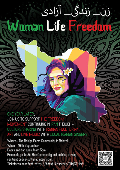 Woman Life Freedom at The Bridge Farm Bristol