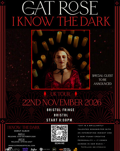 Cat Rose I KNOW THE DARK Debut Album Tour at The Bristol Fringe