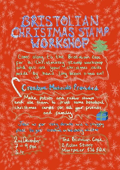 Bristolian Christmas stamp workshop at The Bristolian cafe