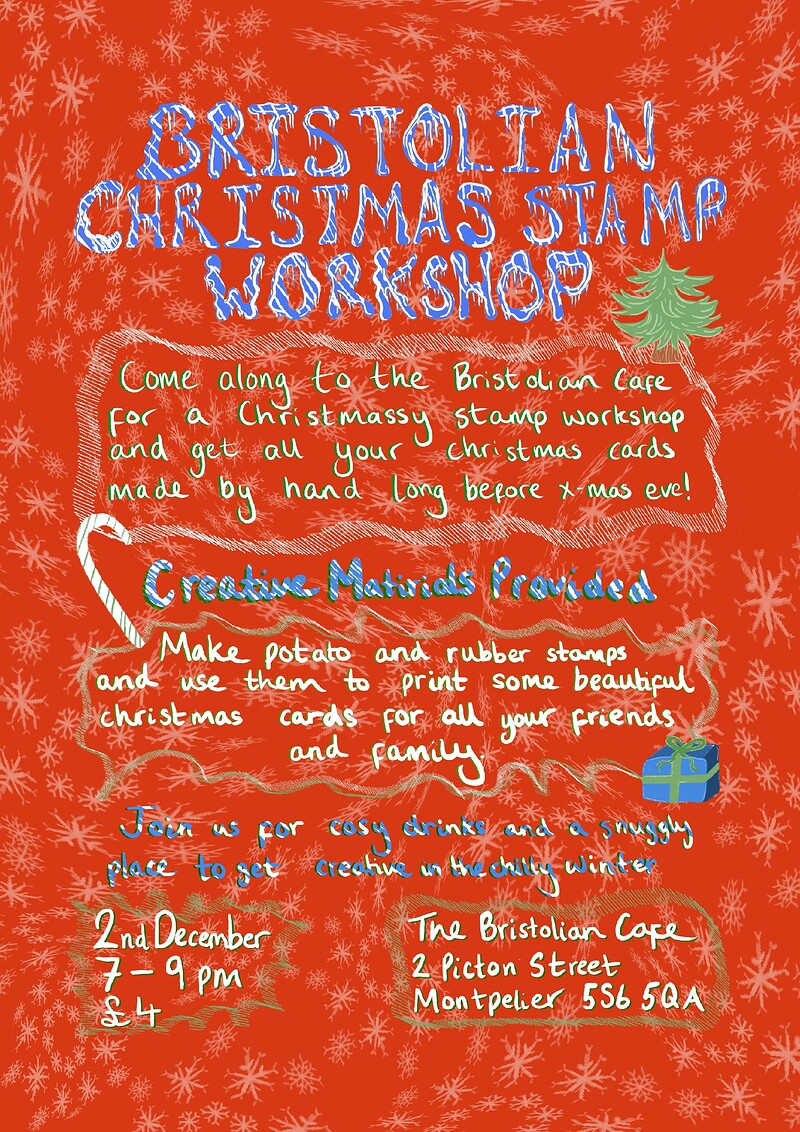 Bristolian Christmas stamp workshop at The Bristolian cafe