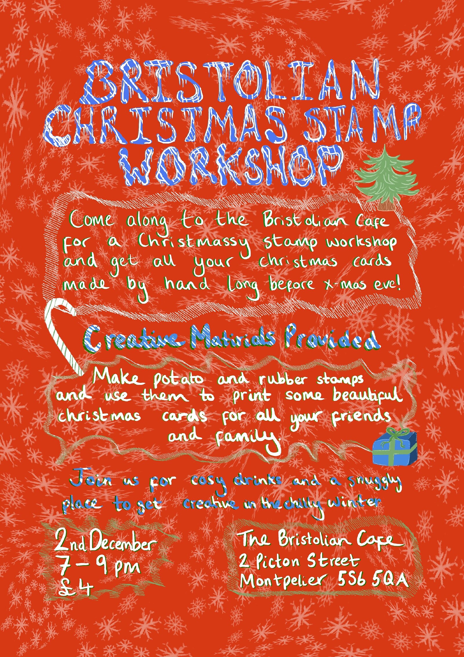 Bristolian Christmas stamp workshop at The Bristolian cafe