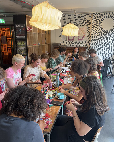 Slow Fashion Social - embroidered pin badges at The Canteen