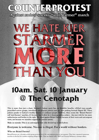 Counterprotest against racists’ sneaky “anti-Starmer” march at The Cenotaph