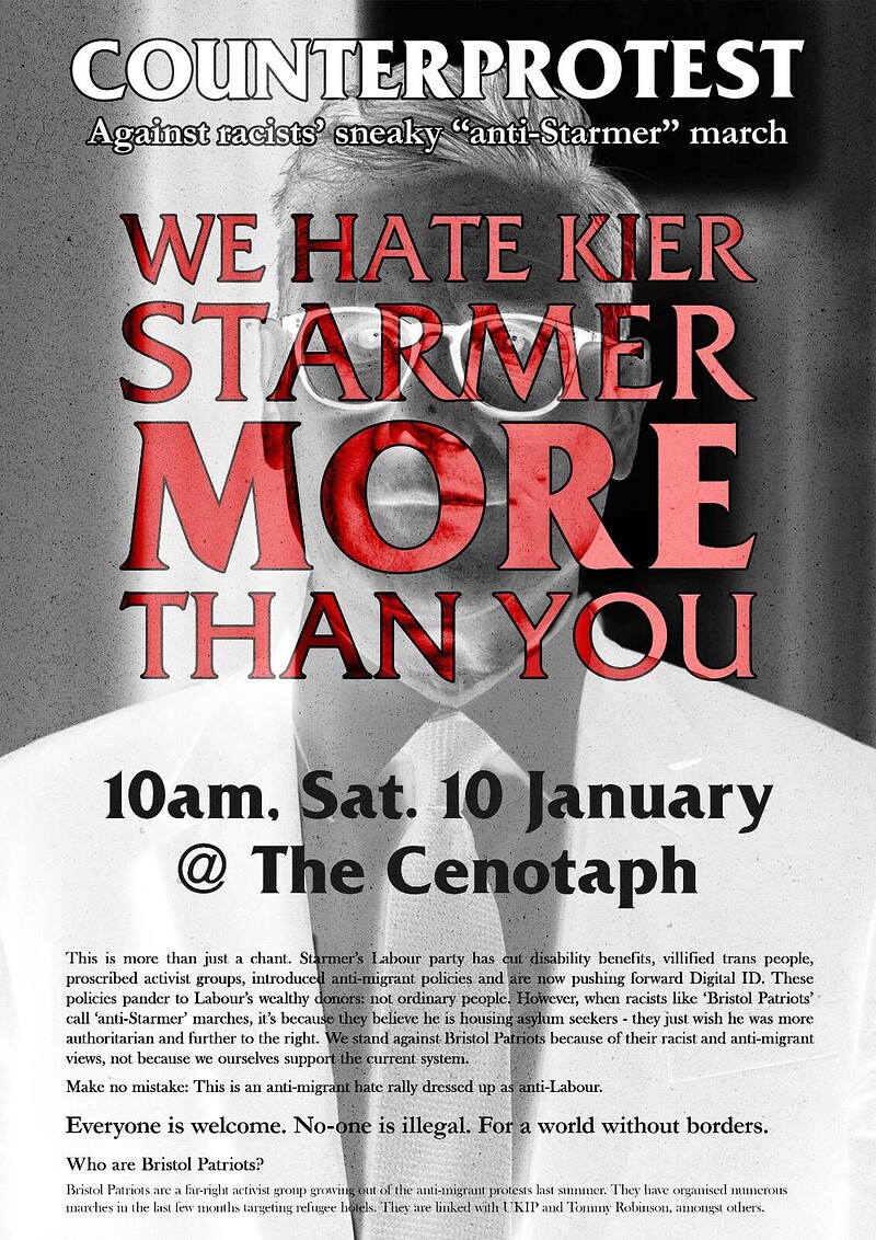 Counterprotest against racists’ sneaky “anti-Starmer” march at The Cenotaph