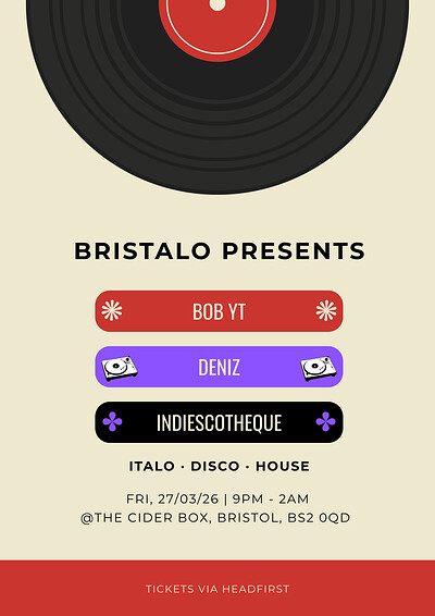 Bristalo w/ Bob YT & Deniz & Indiescotheque at The Cider Box Tap Room