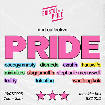 PRIDE PRE-PARTY with d.irt collective x Bristol Pride at The Cider Box Tap Room