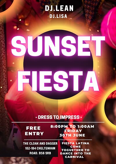 Sunset Fiesta Free Party at The Cloak and Dagger