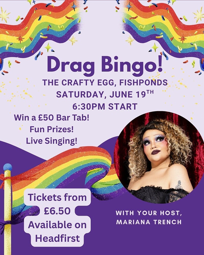 Drag Bingo Pride Edition at The Crafty Egg (Fishponds)