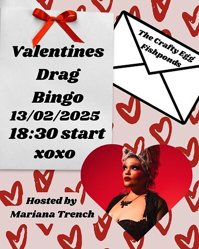 Drag Bingo- Valentines Edition at The Crafty Egg (Fishponds)