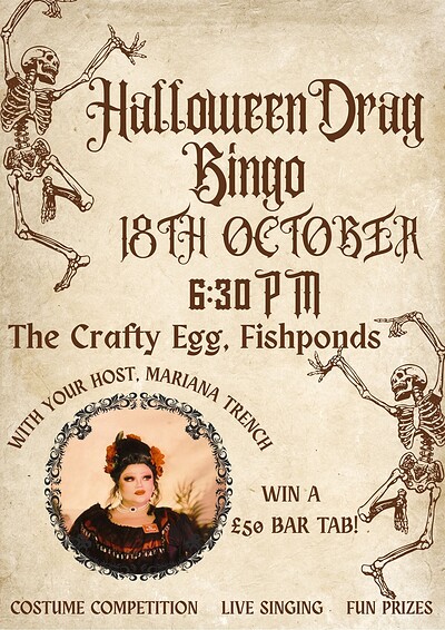 Halloween Drag Bingo at The Crafty Egg, Fishponds at The Crafty Egg (Fishponds)