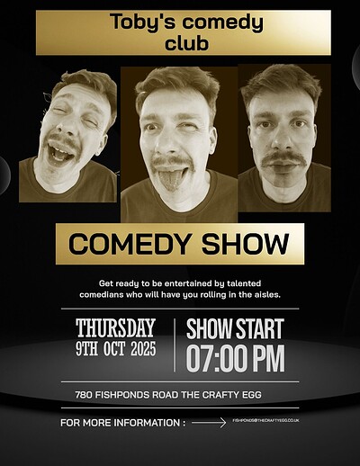 Toby's comedy Club at The Crafty Egg (Fishponds)