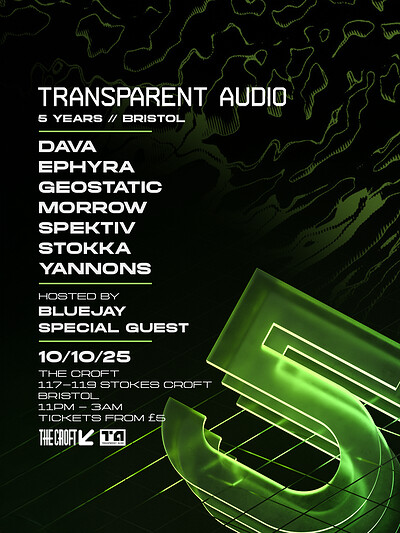 5 Years of Transparent Audio w/ Spektiv, Geostatic & More at The Croft