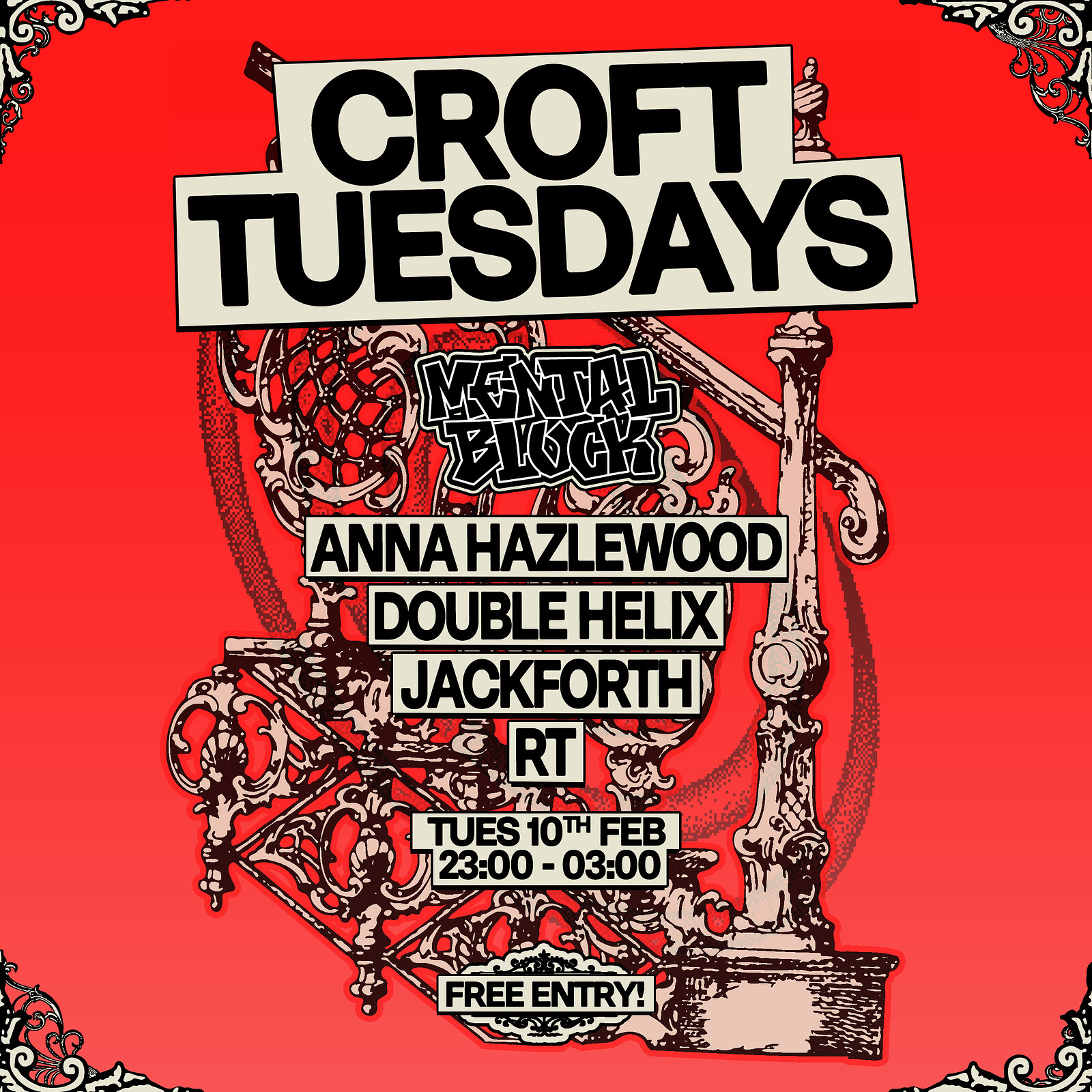Croft Tuesdays: Mental Block w/ Anna Hazlewood, Double Helix, RT + more at The Croft
