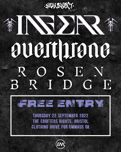 In Fear, Overthrone & Rosen Bridge at Crofters Rights