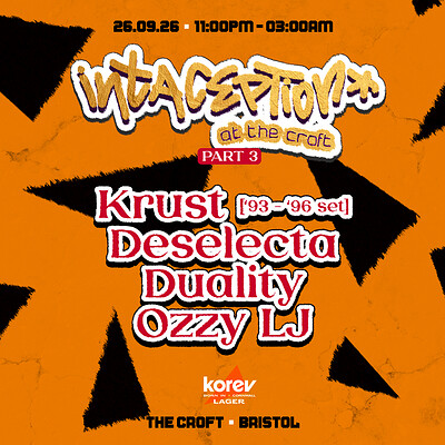 Intaception: Krust , Deselecta, Duality + Ozzy LJ at The Croft