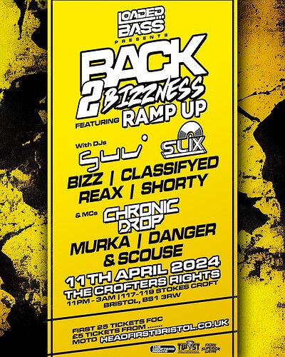 Loaded Bass Presents Back 2 Bizzness at Crofters Rights