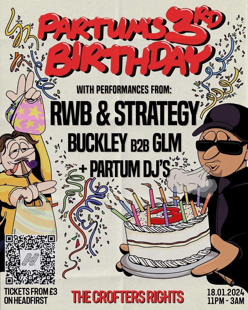PARTUM'S 3RD BIRTHDAY ft. RWB & STRATEGY at Crofters Rights