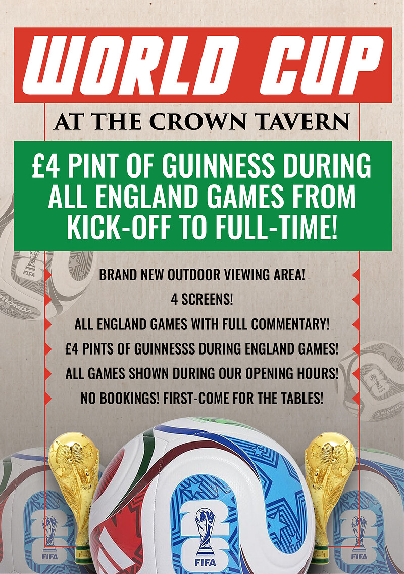 WORLD CUP WARMUP: ENGLAND V COSTA RICA at The Crown Tavern