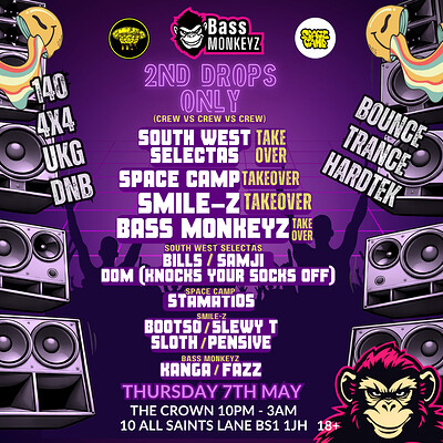 Bass Monkeyz presents: 2nd Drops Only at The Crown