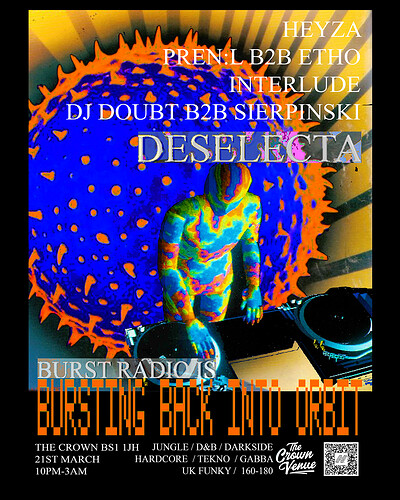 BURST RADIO FUNDRAISER: "BURSTING BACK INTO ORBIT" at The Crown