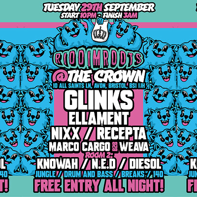 Riddim Roots: Clinks, Ellament, Nixx, Marco Cargo B2B Weava + more at The Crown