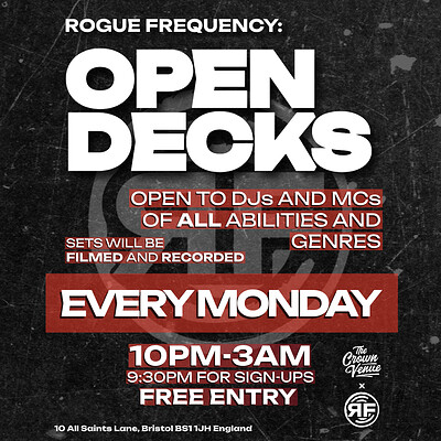 Rogue Frequency Open Decks - The Launch at The Crown